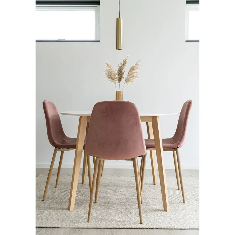 Stół MEBLIVA Vojens Okrągły 105cm MDF, Biały - Naturalny