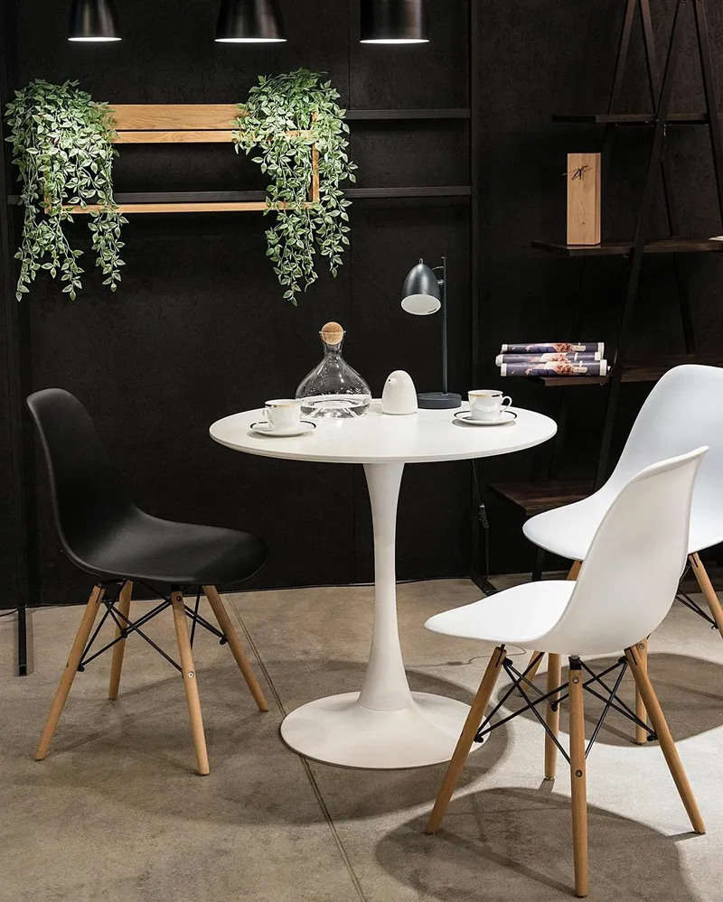 Stół Okrągły MEBLIVA Skinny White MDF Metal 90 cm - Biały