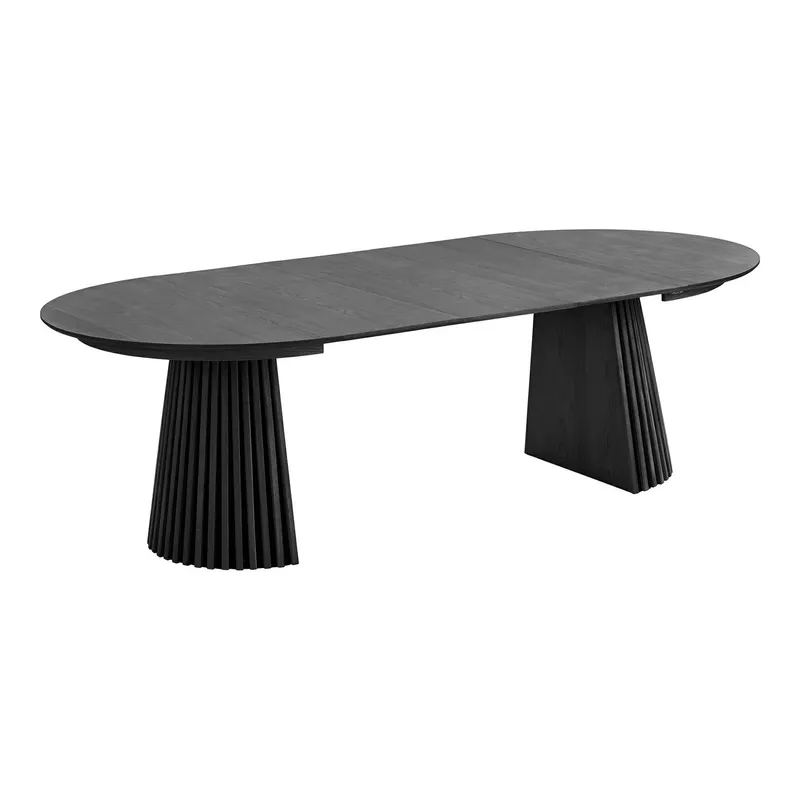 Stół Rozkładany MEBLIVA Osaka Drewno, Okrągły 120/240 cm - Czarny Dąb