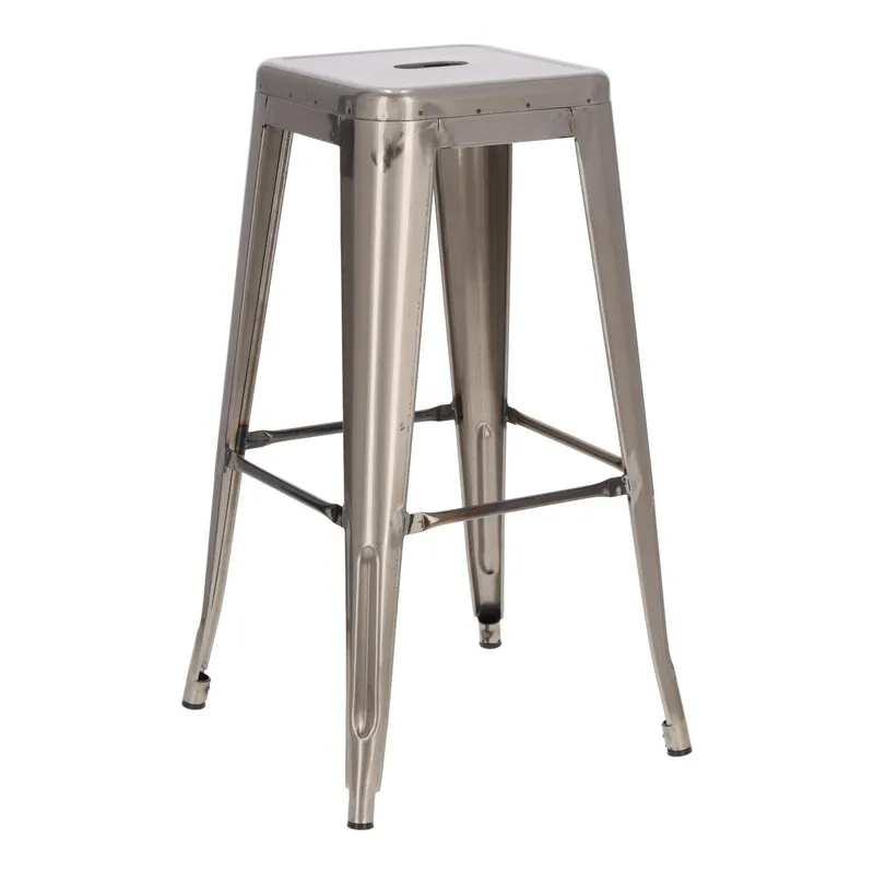 Hoker Barowy MEBLIVA Paris 75cm, Metal Industrialny - Srebrny