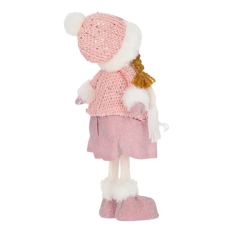 Figurka Dziewczynka MEBLIVA 38cm Nowoczesna Tkanina - Różowa