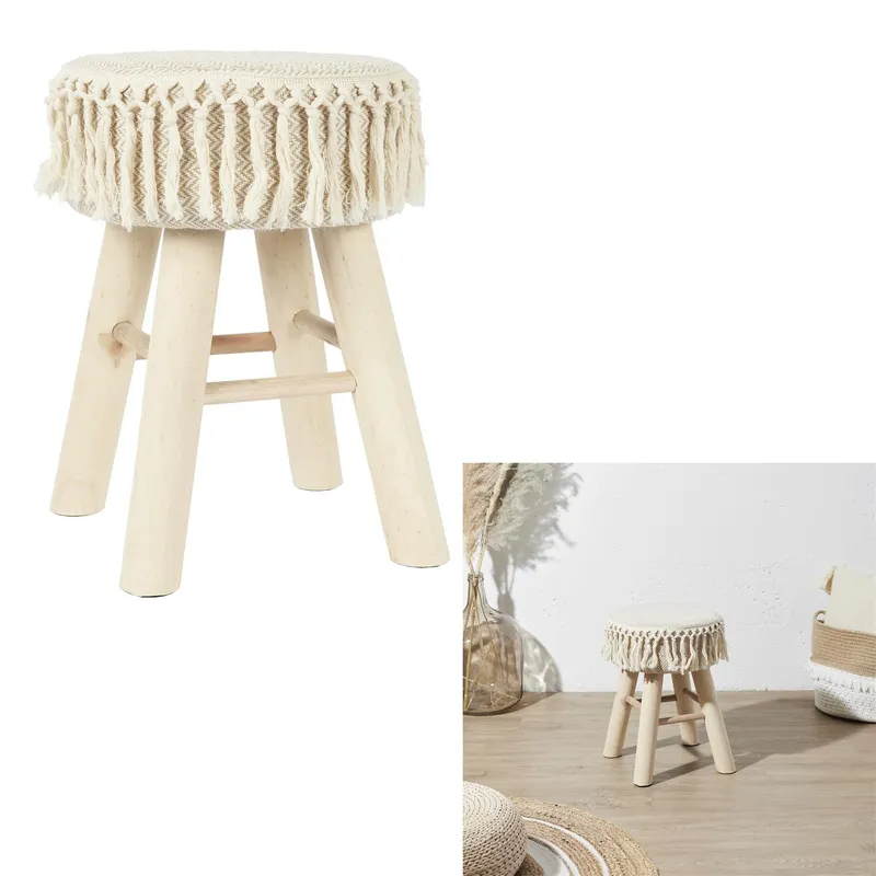 Taboret MEBLIVA Pampa Skandynawski 40 cm MDF - Beżowy