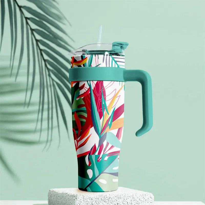 Kubek Termiczny MEBLIVA Miami Tropical Stal Nierdzewna 1200 ml - Niebieski