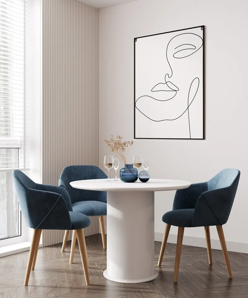 Stół MEBLIVA Elia Okrągły 100cm MDF Glamour - Biały