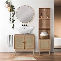 Witryna MEBLIVA Bali Wysoka, Drewno, Styl Boho - Naturalny