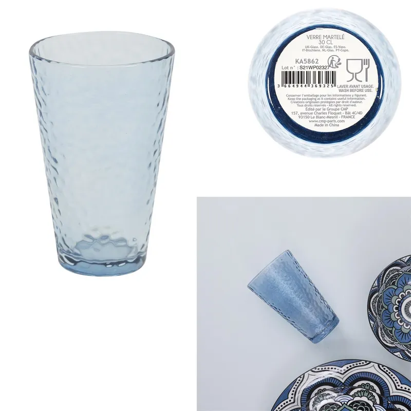 Szklanka MEBLIVA Zekrit, Szkło 300ml - Niebieski Jasny