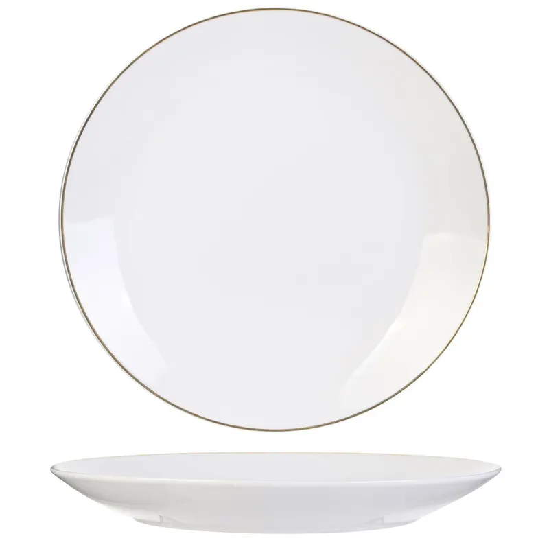 Talerz Obiadowy MEBLIVA Pearl Gold Ceramiczny 27cm - Biały