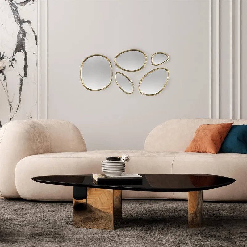 Zestaw 5 Luster MEBLIVA Organic Shape Owalne - Złoty