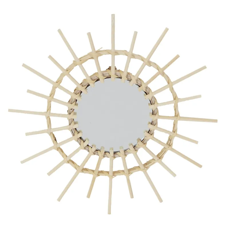 Zestaw 3 Luster Rattanowych MEBLIVA Lipsi, Okrągłe 28 cm - Naturalny