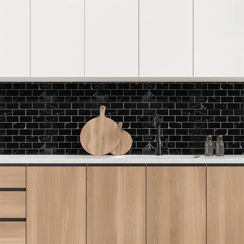 Panel Winylowy Samoprzylepny MEBLIVA Easy Stick, Czarny Marmur - 30,5x38 cm
