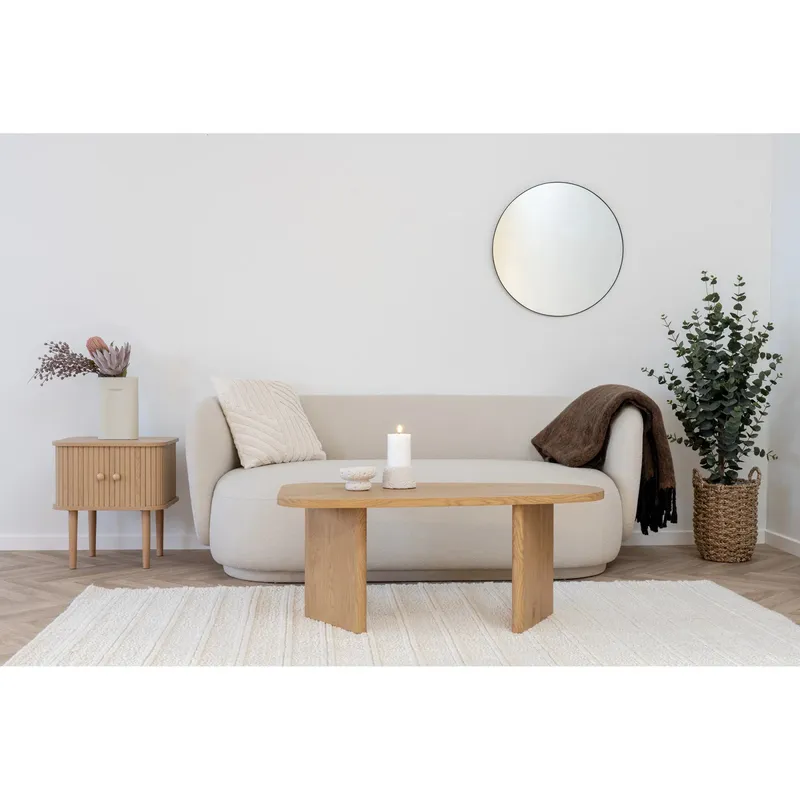 Stolik MEBLIVA Melo Owalny 50x100cm, MDF Naturalny - Kawowy