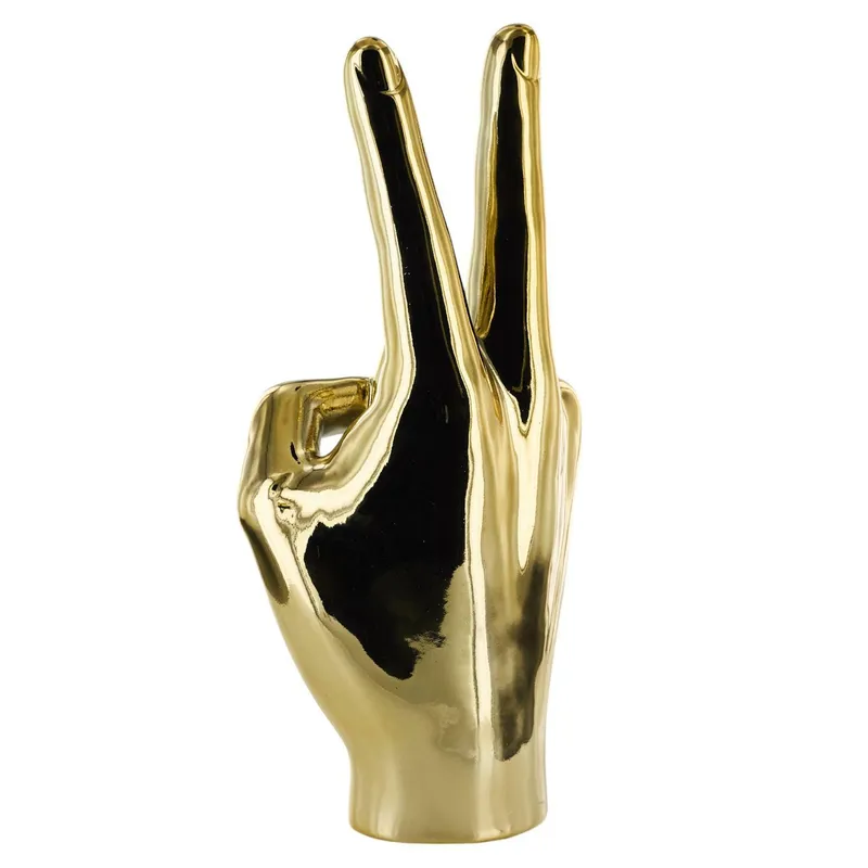 Figurka Dekoracyjna MEBLIVA Dłoń Victoria, Ceramika, 27 cm - Złota