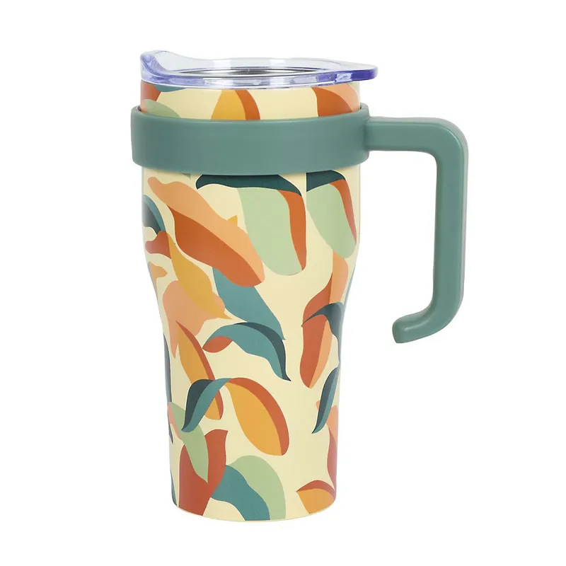 Kubek Termiczny MEBLIVA Mini Miami Floral Metal 600 ml - Zielony
