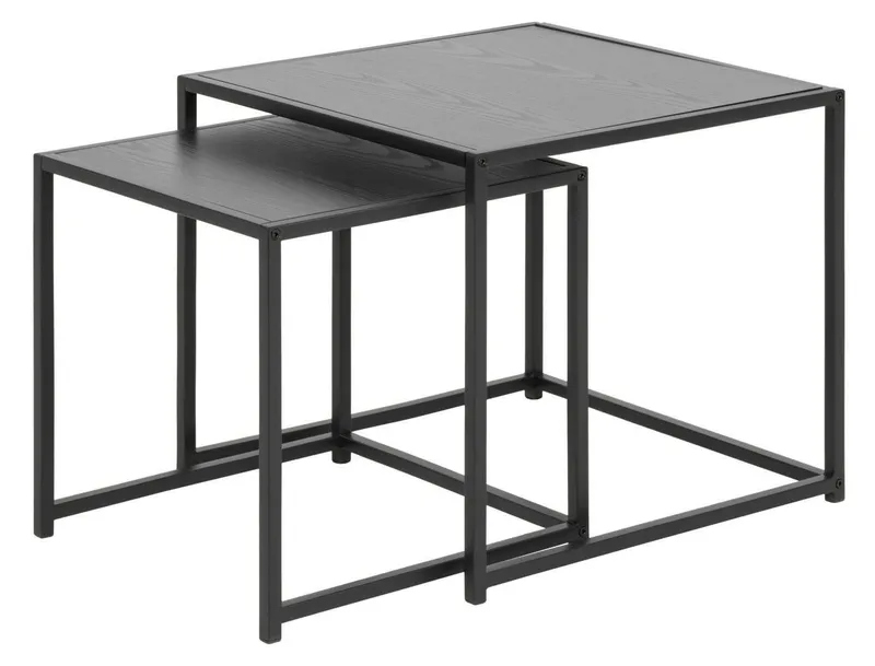Stolik Kawowy MEBLIVA Seaford Drewniano-Metalowy Nowoczesny - Czarny