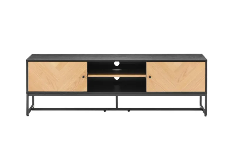 Szafka RTV MEBLIVA Clar 160 cm, Dąb Skandynawski - Czarny