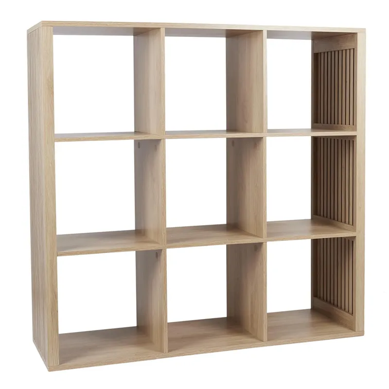 Regał MEBLIVA Klaus 9 Półek MDF Naturalny Boho - Naturalny