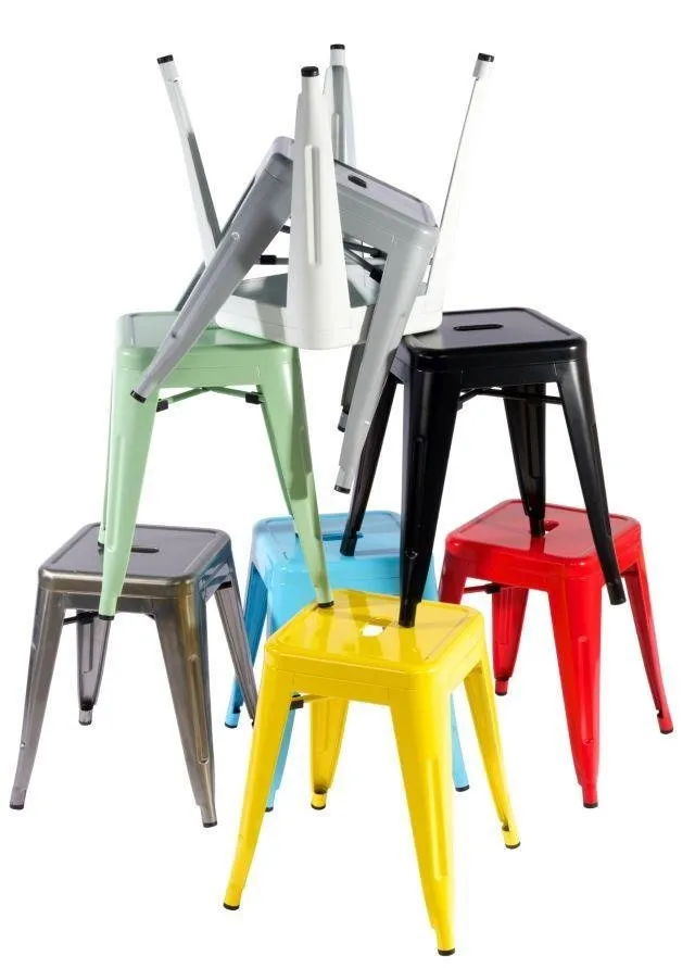 Stołek MEBLIVA Paris Metal Nowoczesny, 46 cm - Żółty
