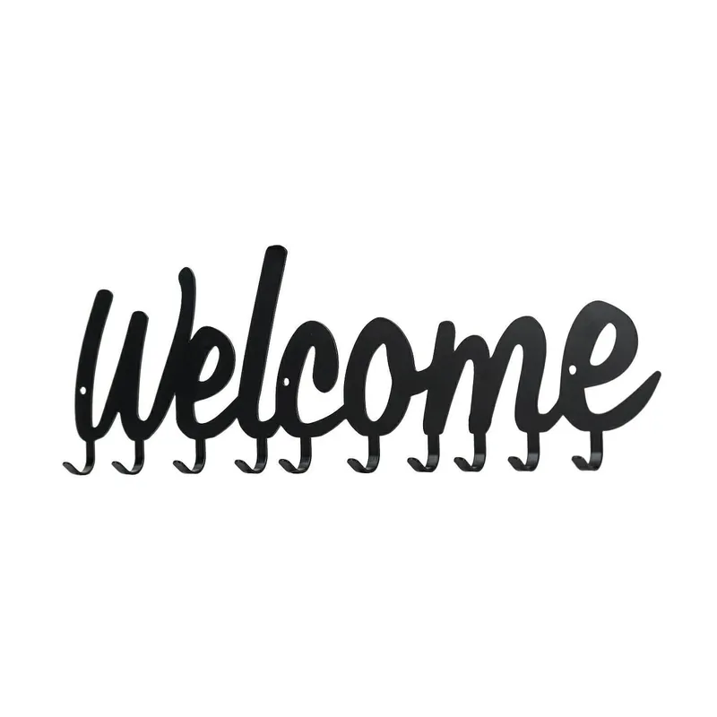 Wieszak Ścienny MEBLIVA Welcome Metal Industrialny - Czarny