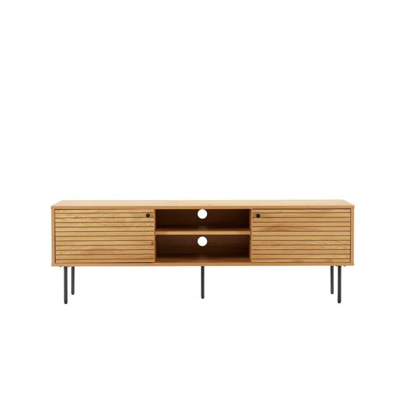 Szafka RTV MEBLIVA Lattes 150 cm, Drewno I Metal, Naturalne Drewno