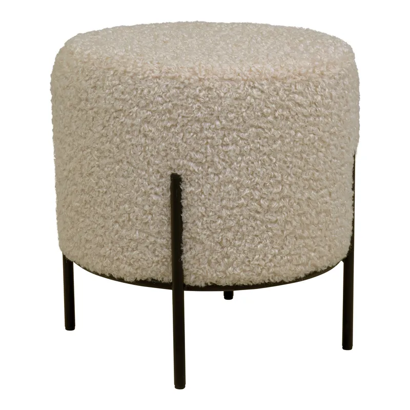 Puf MEBLIVA Alford Futrzany, Wysoki 37 cm - Szary Jasny