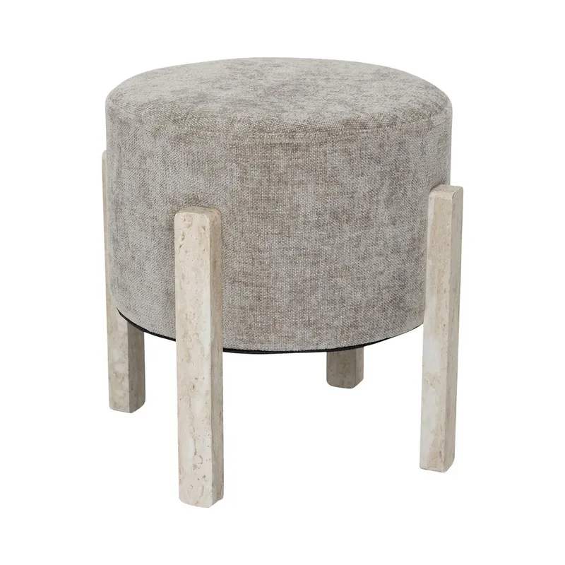 Puf MEBLIVA Scott Taupe Trawertyn - Okrągły, 35 cm - Szary