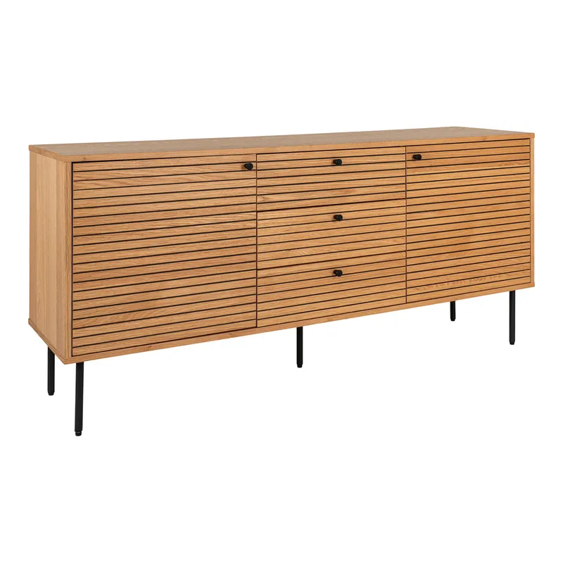 Komoda MEBLIVA Kyoto 3 Szuflady 150 cm, Fornir Dębowy - Naturalny
