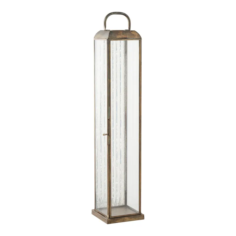 Lampion Ogrodowy MEBLIVA Herslev, Metal I Szkło, 60 cm - Mosiądz