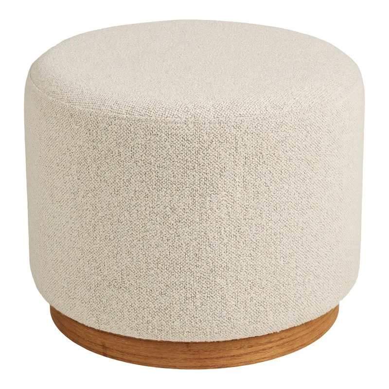 Pufa MEBLIVA Daisy Bouclé Okrągła 50 cm - Piaskowa