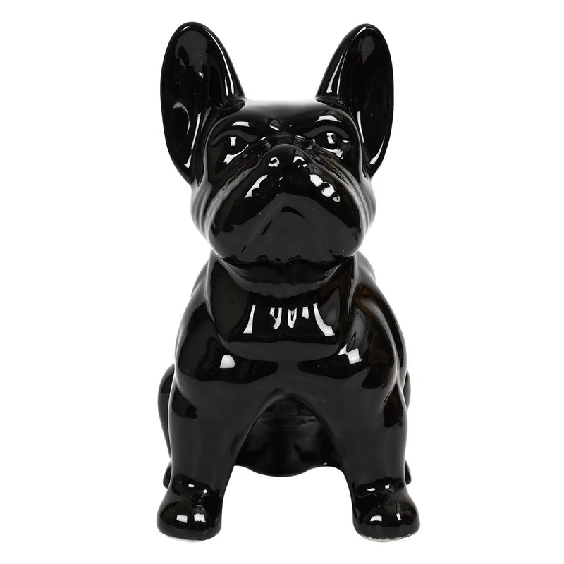 Figurka Buldoga MEBLIVA Ceramika Dekoracyjna 30 cm - Czarna