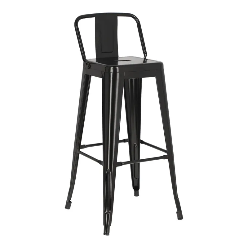 Hoker Z Oparciem MEBLIVA Paris Back 75 cm Metalowy - Czarny
