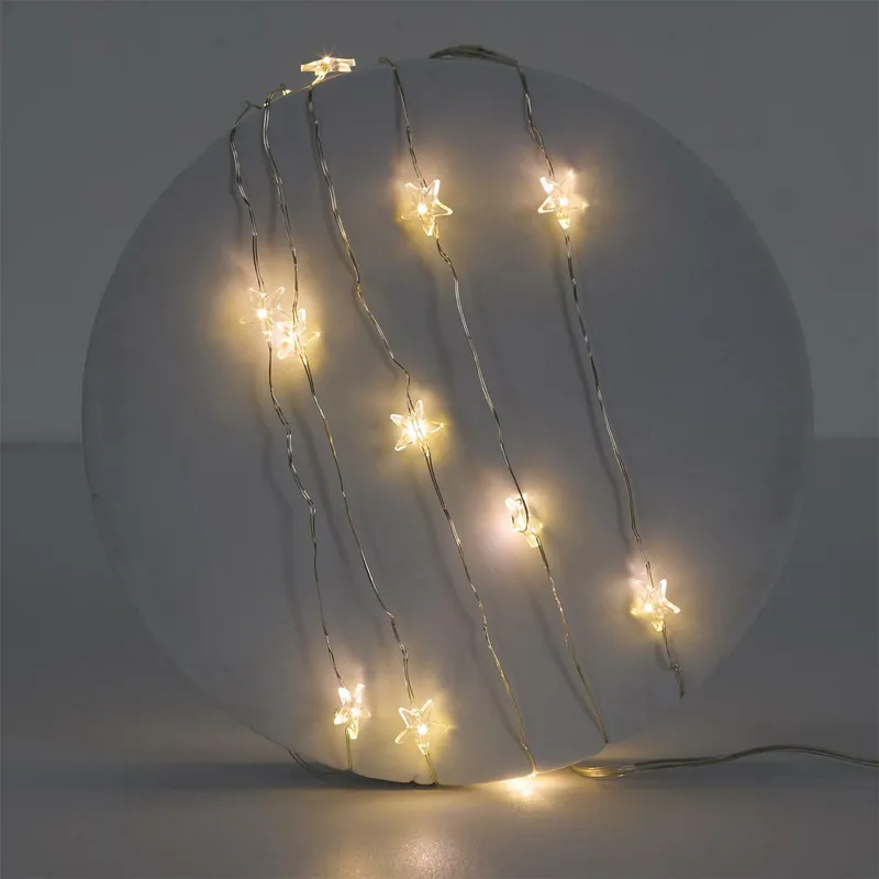 Girlanda LED 20 Gwiazdy MEBLIVA, 230 cm, Na Baterie - Transparentna