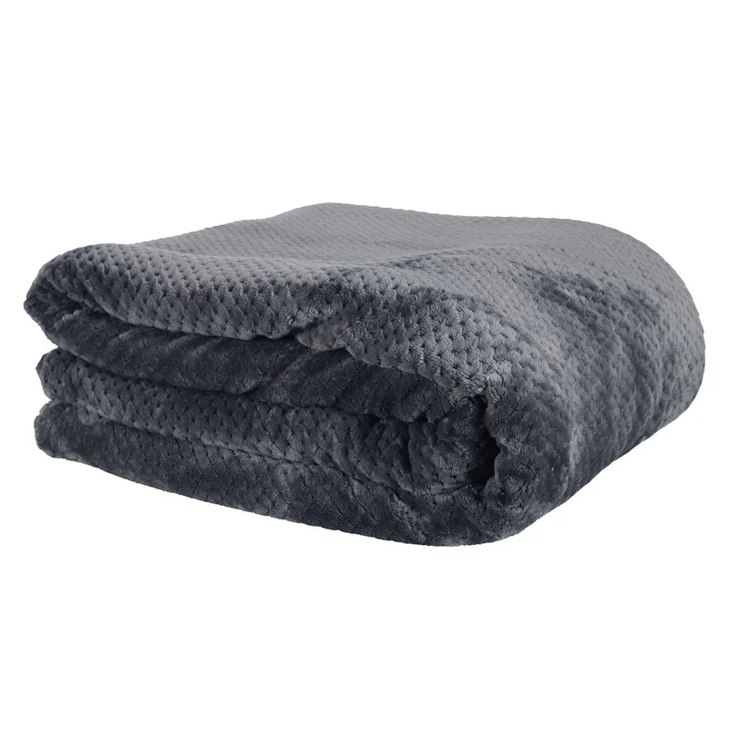 Koc Sherpa MEBLIVA Gruby Pikowany 180x220 cm - Szary