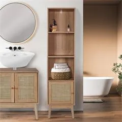 Witryna MEBLIVA Bali Wysoka, Drewno, Styl Boho - Naturalny