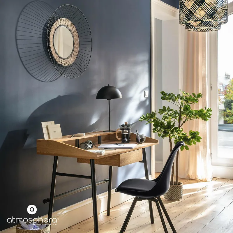 Biurko MEBLIVA Josan MDF Metal, Styl Boho - Brązowo-Czarne