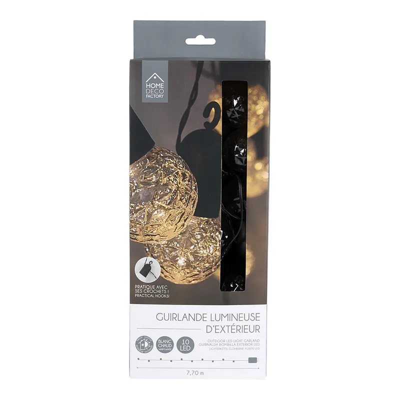 Girlanda LED MEBLIVA Z 10 Przezroczystymi Żarówkami, Nowoczesna - Czarna