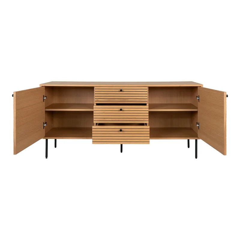 Komoda MEBLIVA Kyoto 3 Szuflady 150 cm, Fornir Dębowy - Naturalny