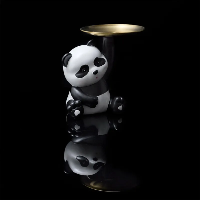 Figurka Dekoracyjna Organizer Panda MEBLIVA Ze Złotą Tacą - Złoty