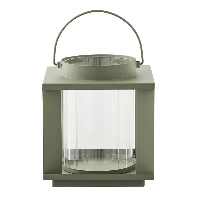 Lampion Ogrodowy MEBLIVA Lohals, Szkło Metal 20,5 cm - Zielony