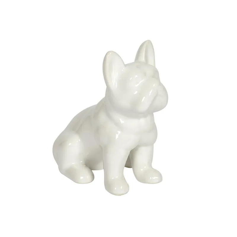 Figurka Buldoga MEBLIVA Ceramiczna Nowoczesna - Biała