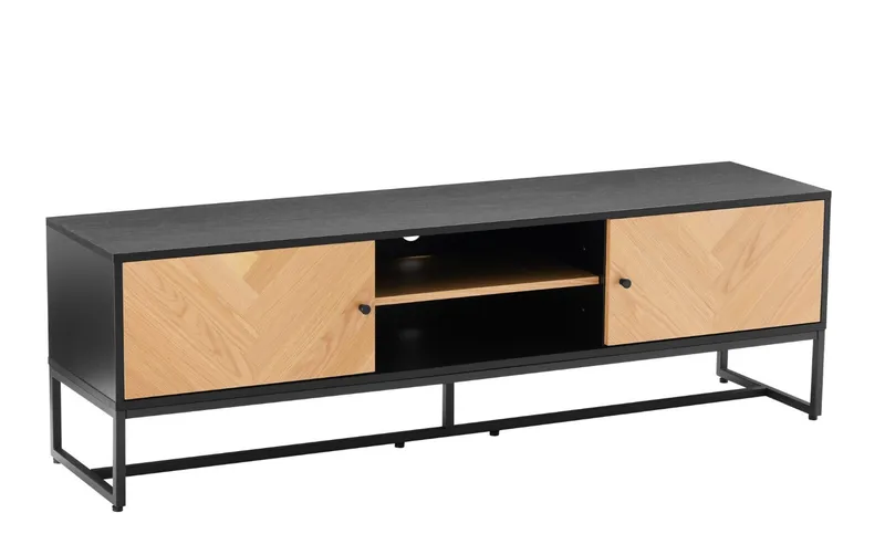 Szafka RTV MEBLIVA Clar 160 cm, Dąb Skandynawski - Czarny