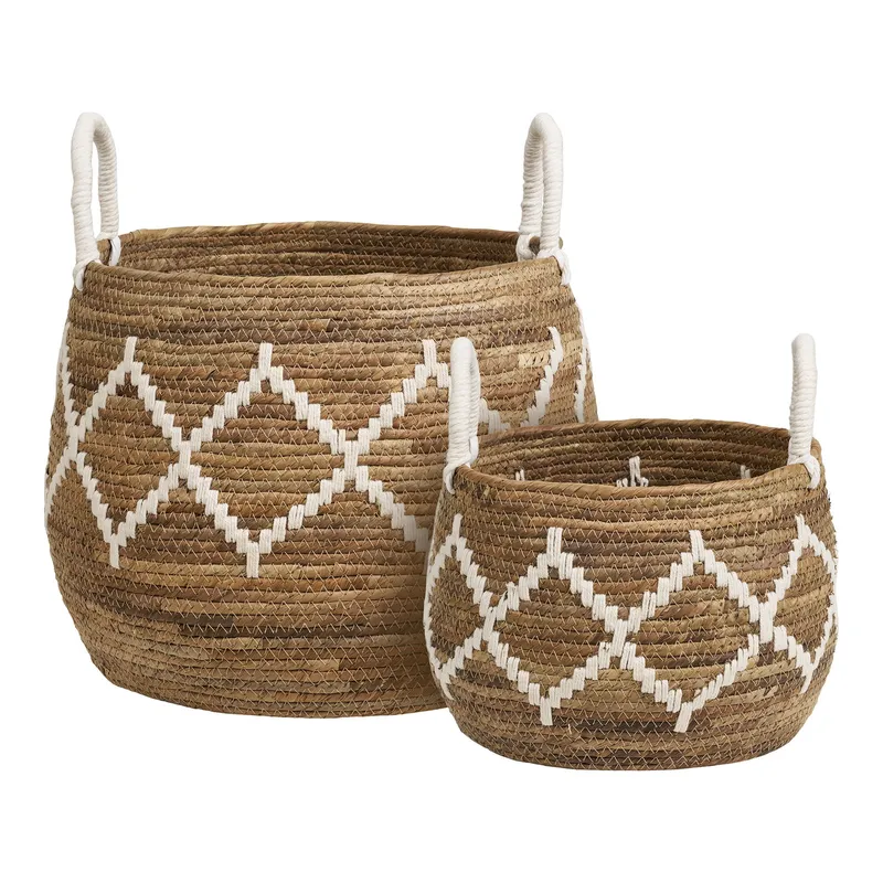 Zestaw 2 Koszy MEBLIVA Altea Włókno Naturalne Boho - Naturalny
