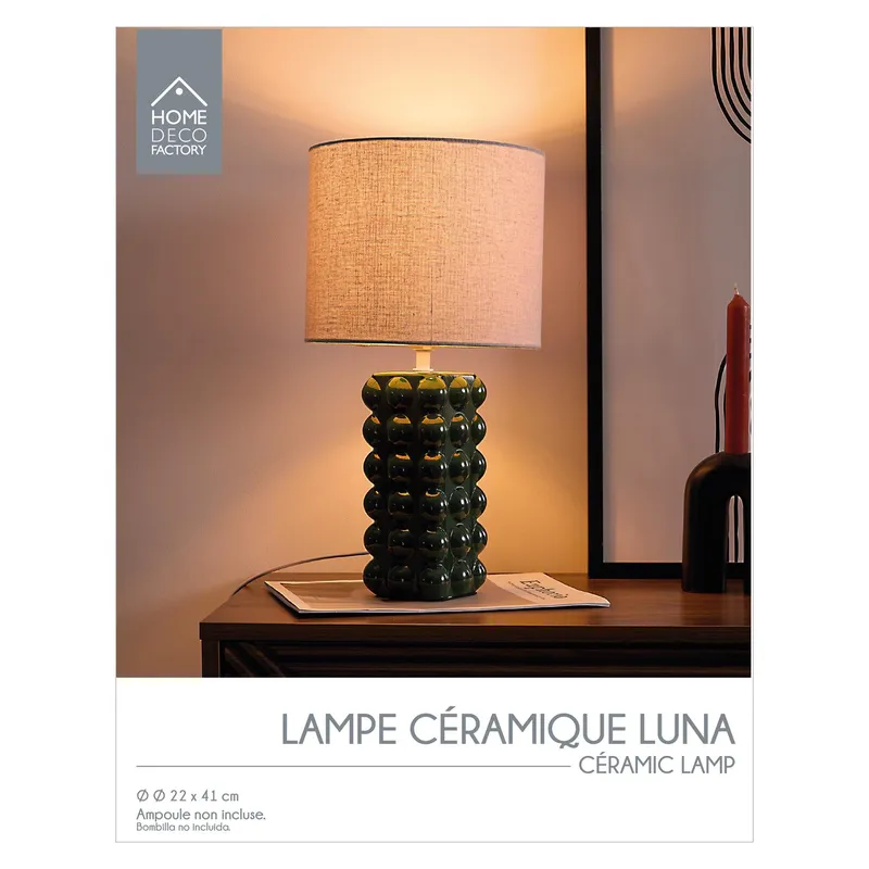 Lampka Stołowa MEBLIVA Ramil Ceramiczna, 40 cm - Zielona