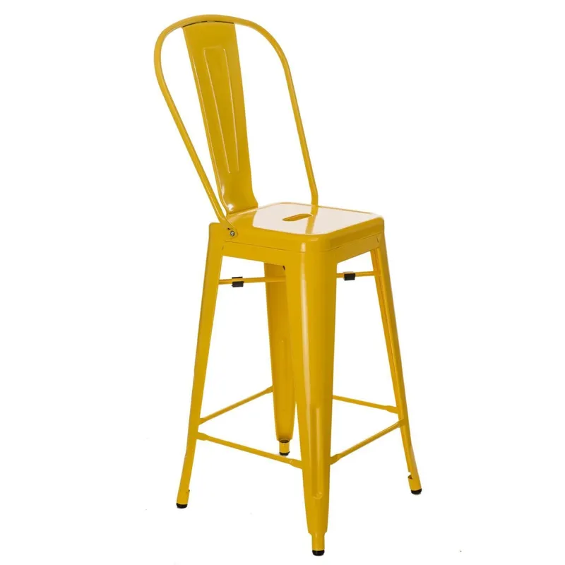 Hoker Barowy MEBLIVA Paris Back 66cm Metal Inspirowany Tolix - Żółty