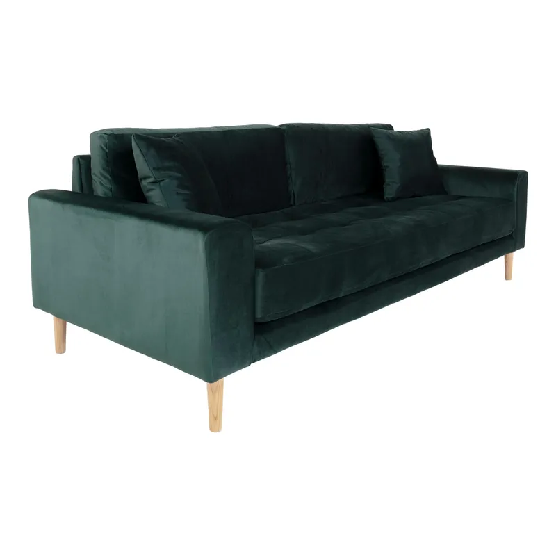 Sofa MEBLIVA Lido 3 Osobowa Aksamit Skandynawski - Butelkowa Zieleń