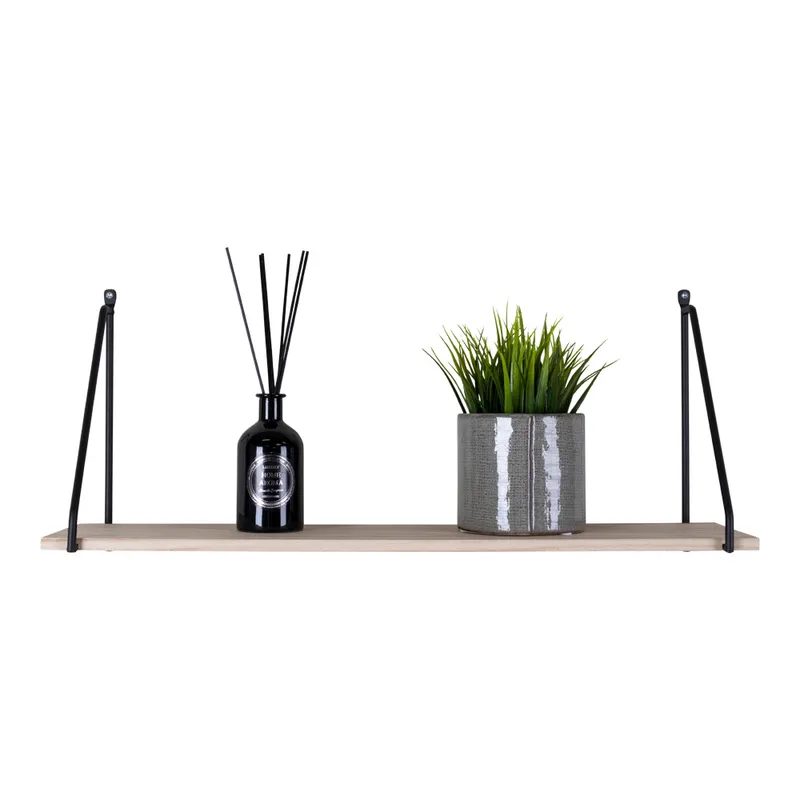 Półka Ścienna MEBLIVA Arnhem Drewno I Stal, 65 cm - Naturalna