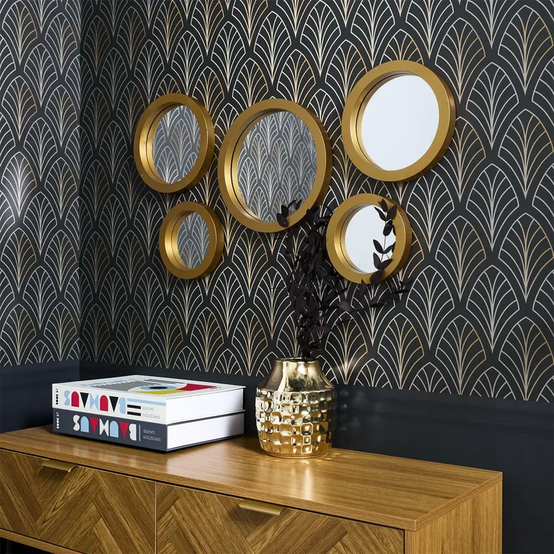 Zestaw 5 Luster MEBLIVA Gilded Okrągłe Glamour - Złoty