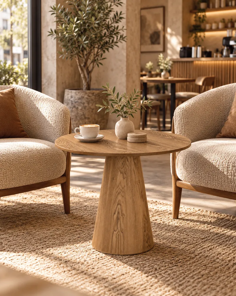 Stół Kawowy MEBLIVA Soleilo Okrągły 80cm MDF - Naturalny Dąb