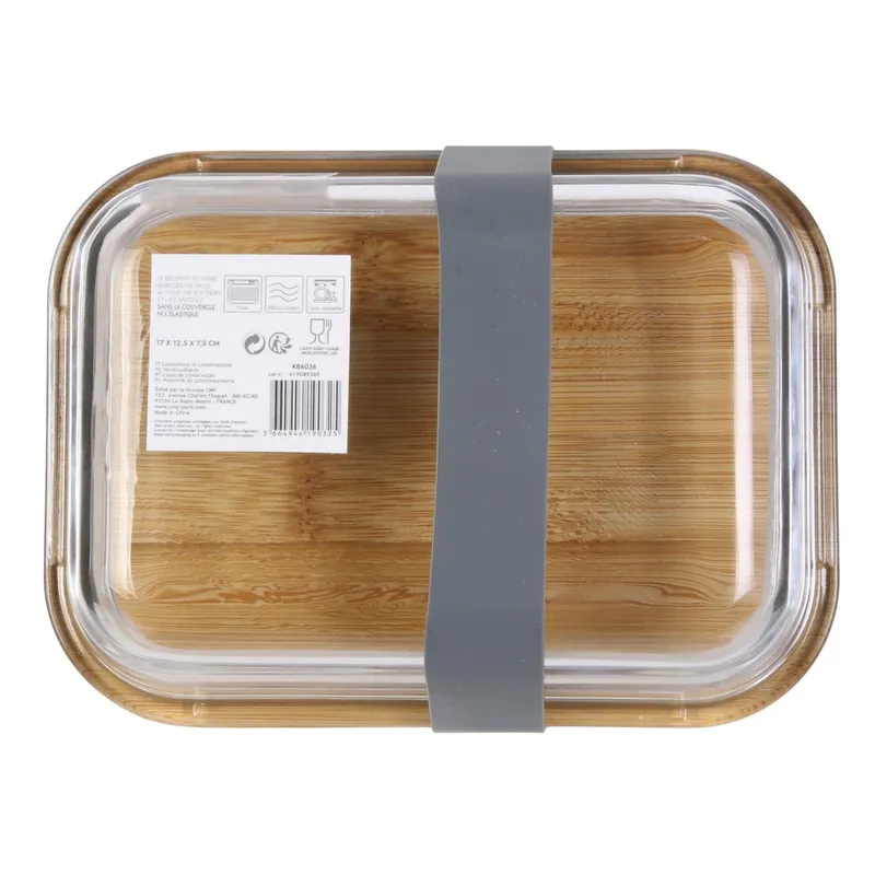 Lunch Box Szklany MEBLIVA Z Bambusową Przykrywką - Transparentny