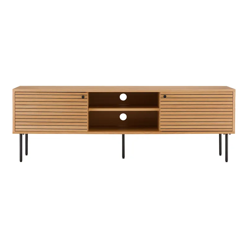 Szafka RTV MEBLIVA Kyoto 150 cm, Fornir Dębowy, Loft - Naturalny Dąb