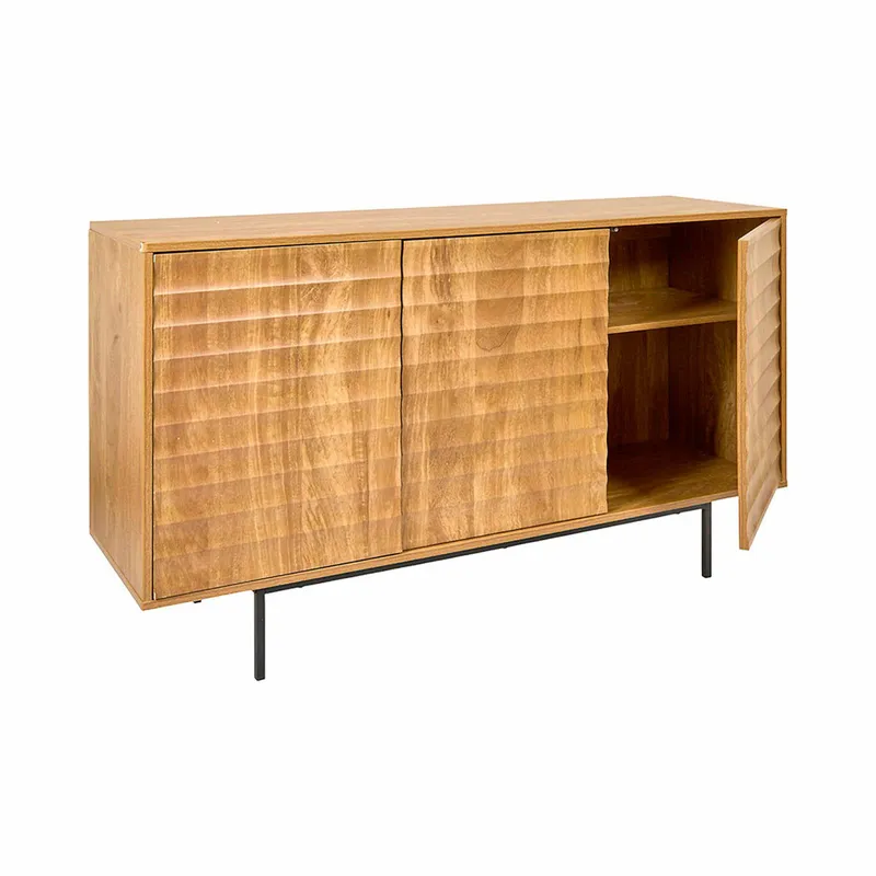 Komoda MEBLIVA Celia 140 cm MDF Z Frezowanymi Frontami - Naturalny Dąb